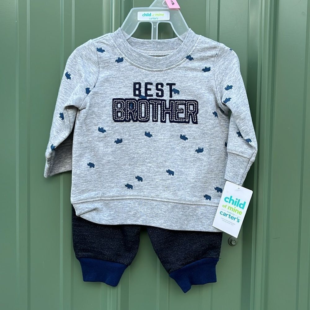 Baby Boys Long Sleeve Sweatshirt and Pants, T-shirt Hoodie & Shorts 4-Piece 0-3M - Picture 2 of 7